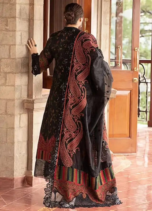 M.B Black & Rust New Arrival Printed Embroidery 3pc Unstitched Dress