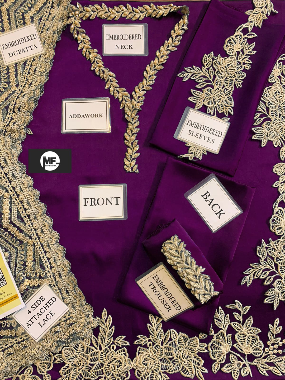 Zainab Chottani Zarsha Silk Purple Embroidery Hand Work 3piece Unstitched