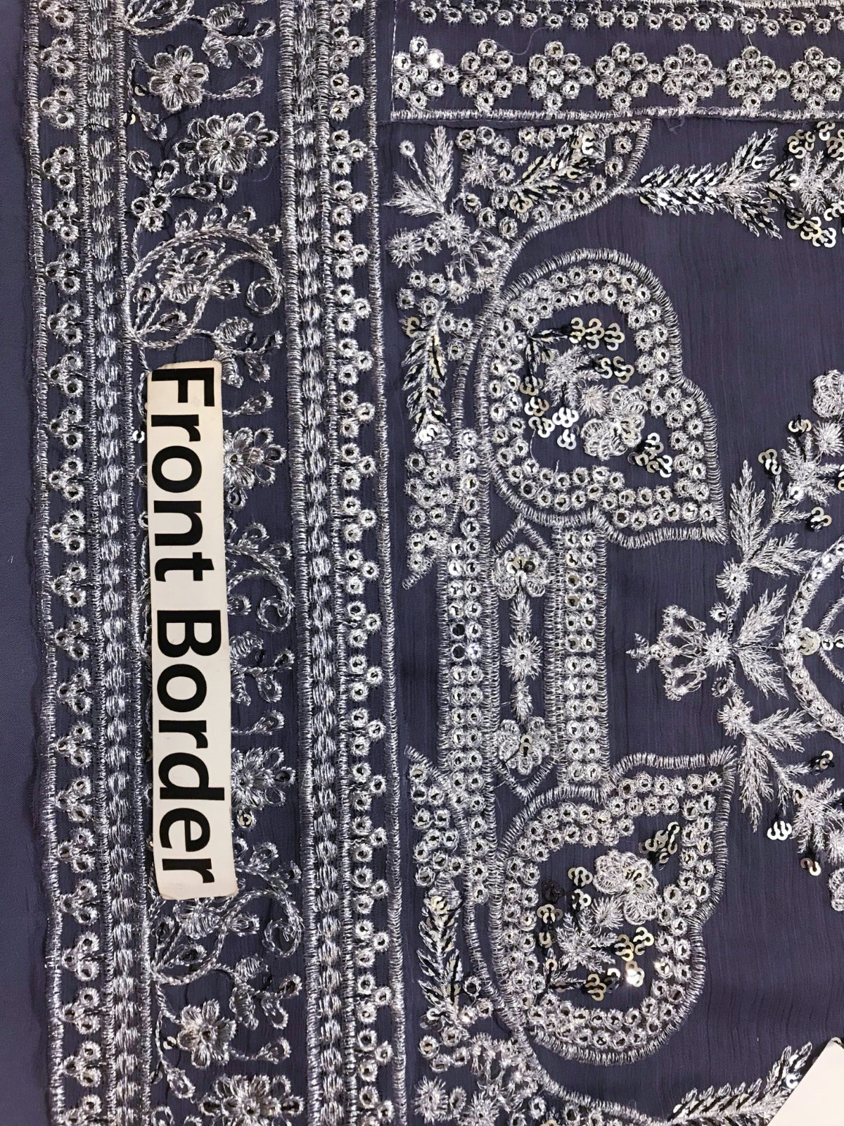 Asim Jofa Chiffon Gray Formal Collection Emb 3piece Unstitched