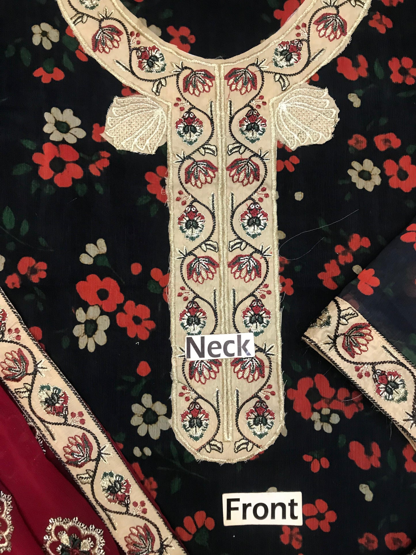 Nureh Black Chiffon Embroidery Formal Collection 3piece Unstitched