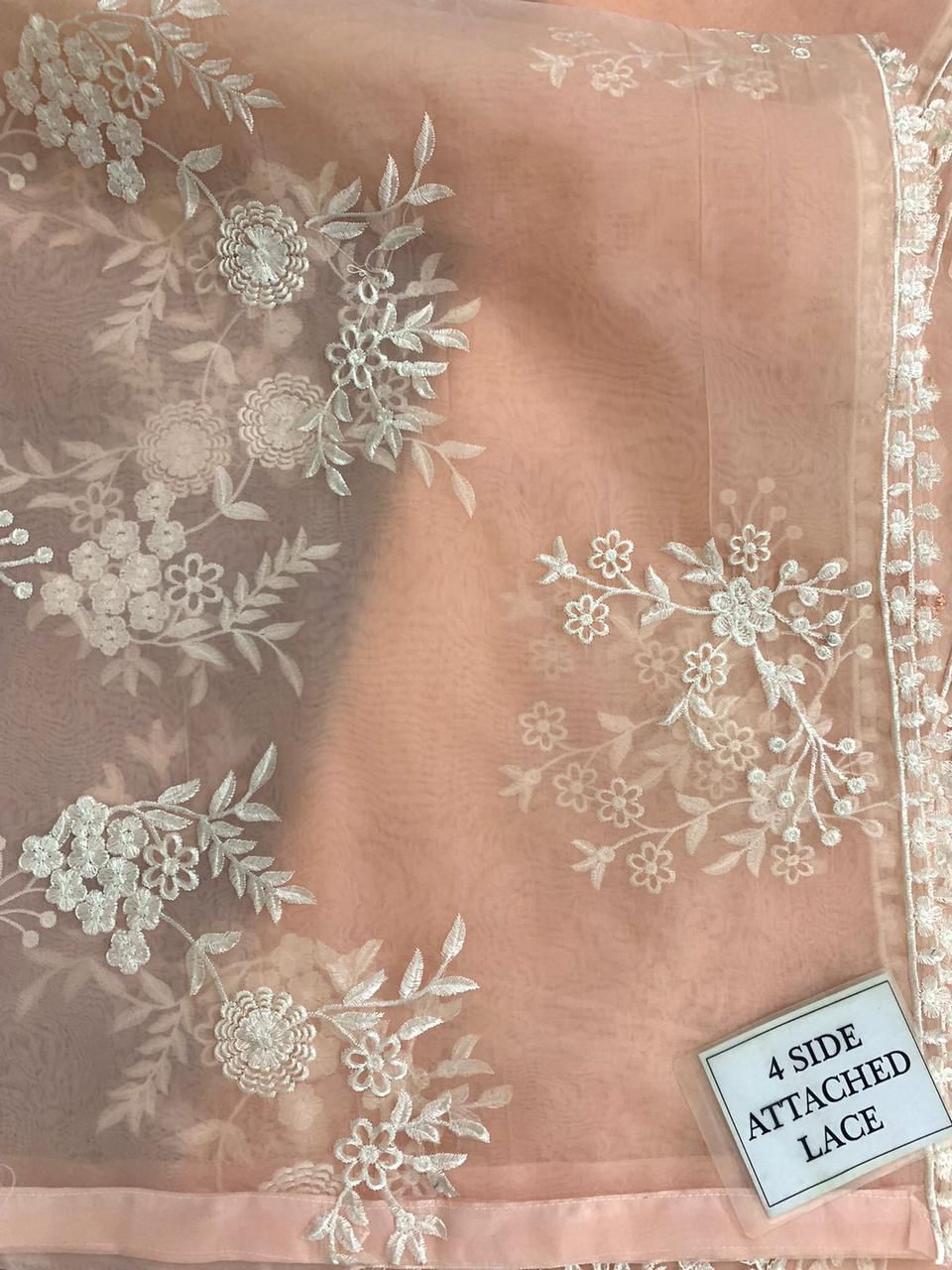 Azure Pink organza Embroidery Dress 3Piece Unstitched