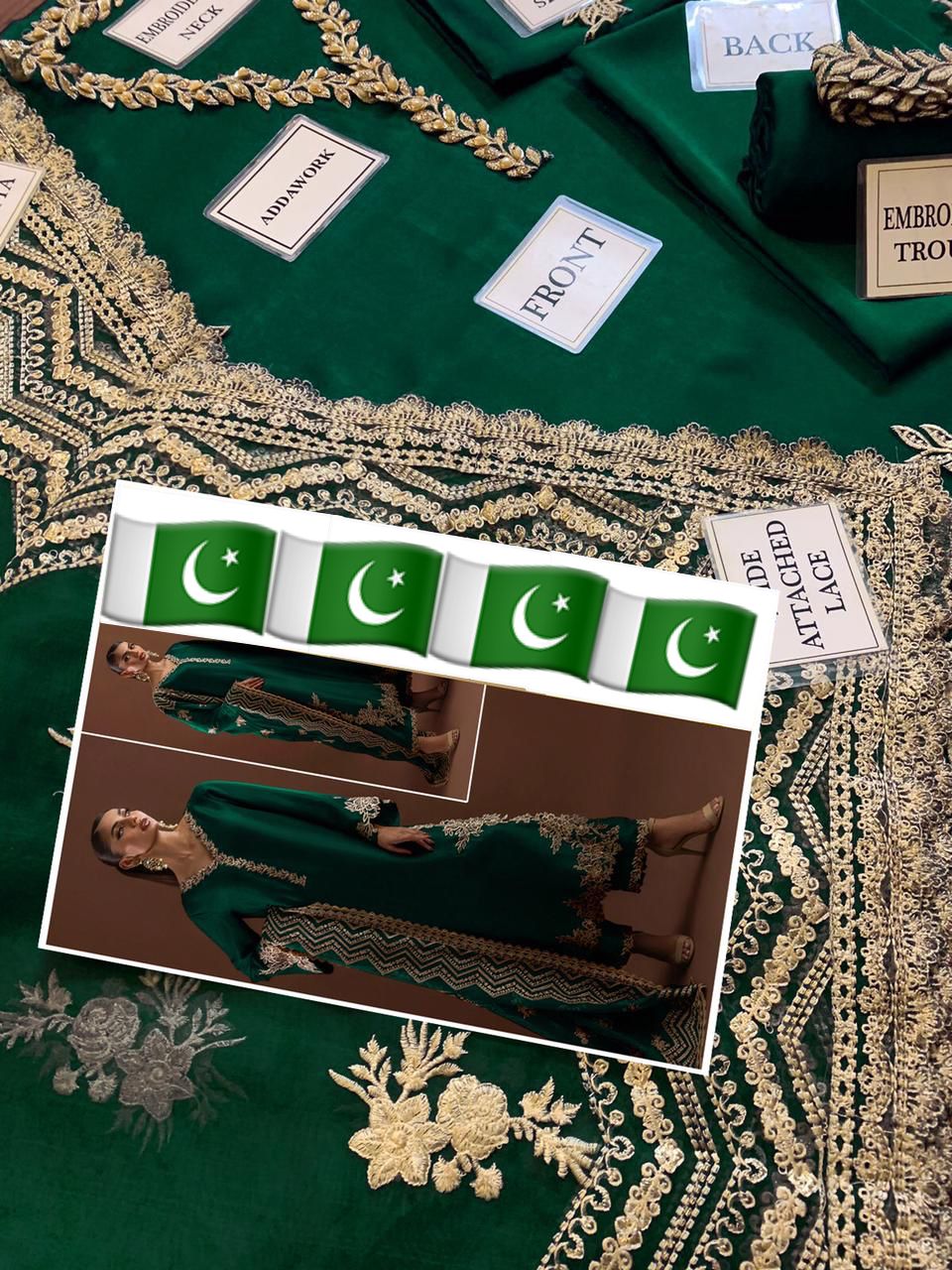 Zainab Chottani Zarsha Silk Green Embroidery Hand Work 3piece Unstitched