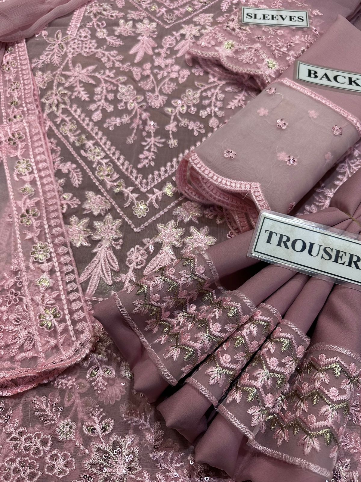 Elaf Pink Chiffon Embroidery Formal Collection 3piece Unstitched