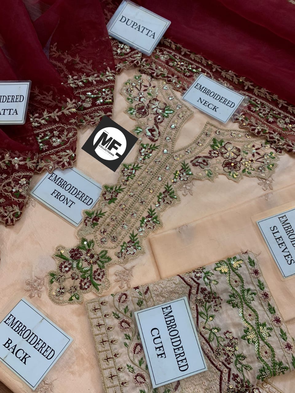 Sheenora Embroidered Tea Pink Luxury Cotton Silk 3Piece Unstitched