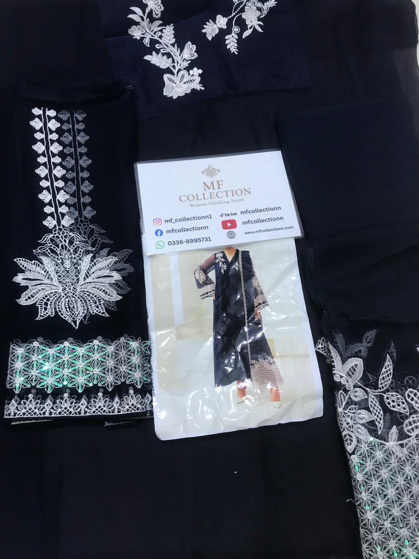 BAROOQUE Blue Chiffon Embroidery 3piece Unstitched