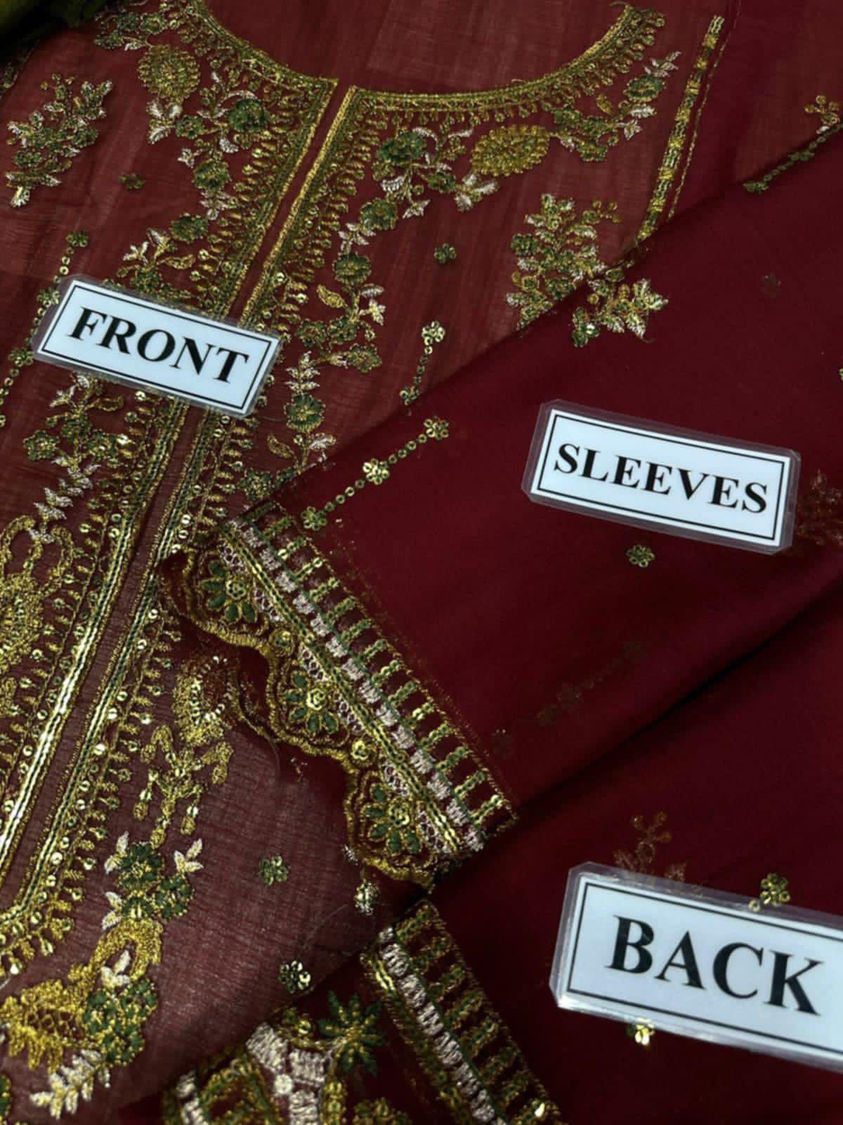 A.J Maroon Sami Pure Chiffon Formal Collection 3pc