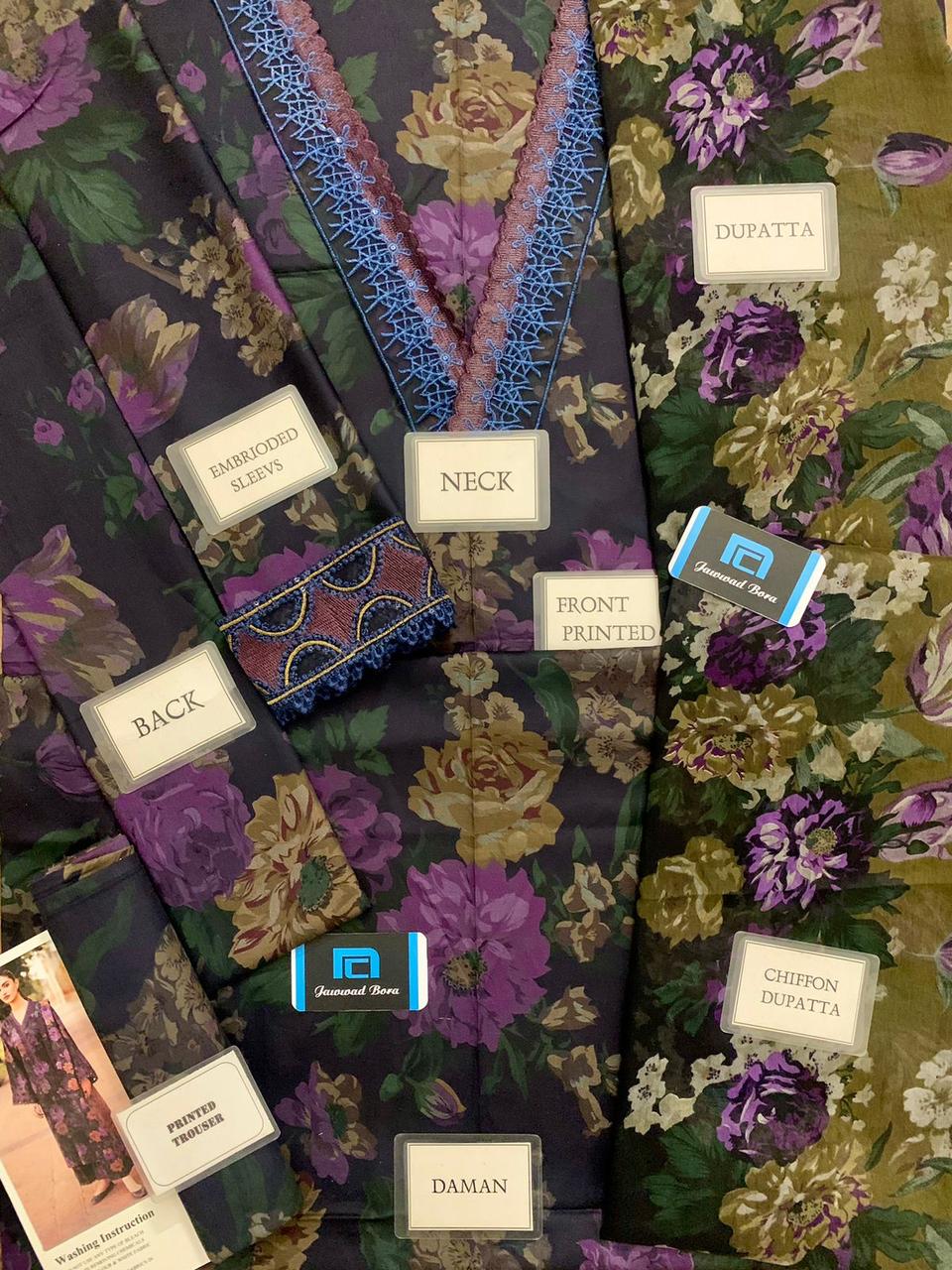 BR MF-BL-723-25 Premium Digital Printed Lawn With Chiffon Dupatta Unstitched 3 Piece 2026