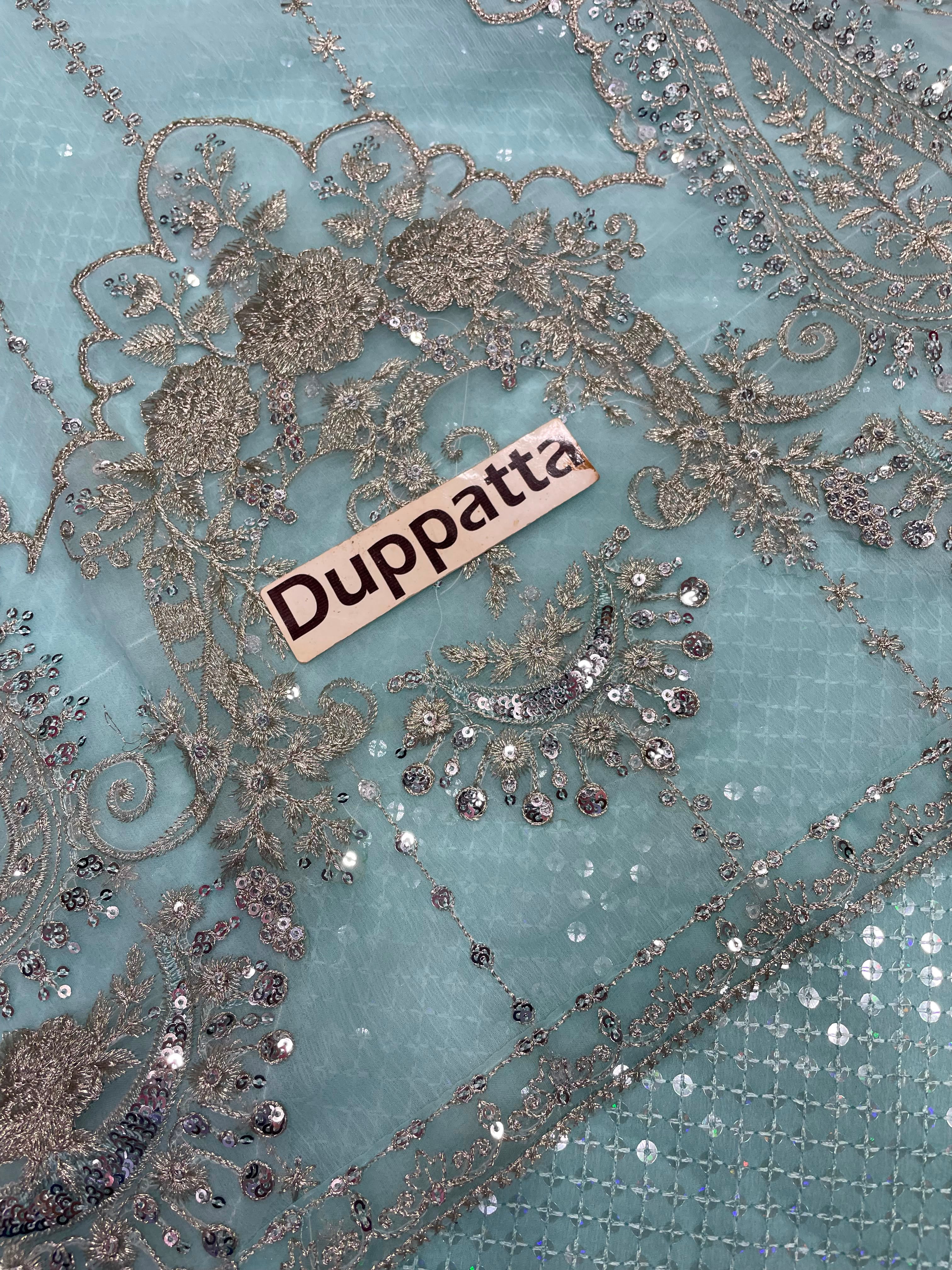 M.B MF-032 Premium Chiffon Emb 3 Piece Unstitched Suit With Chiffon Dupatta 2026