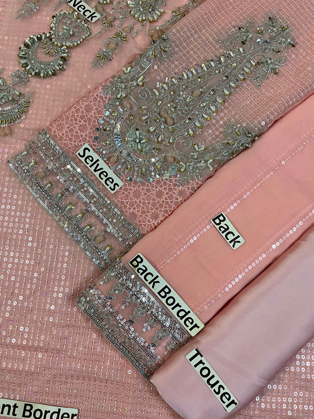 M.B MF-032 Premium Chiffon Emb 3 Piece Unstitched Suit With Chiffon Dupatta 2026