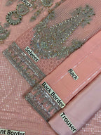 M.B MF-032 Premium Chiffon Emb 3 Piece Unstitched Suit With Chiffon Dupatta 2026