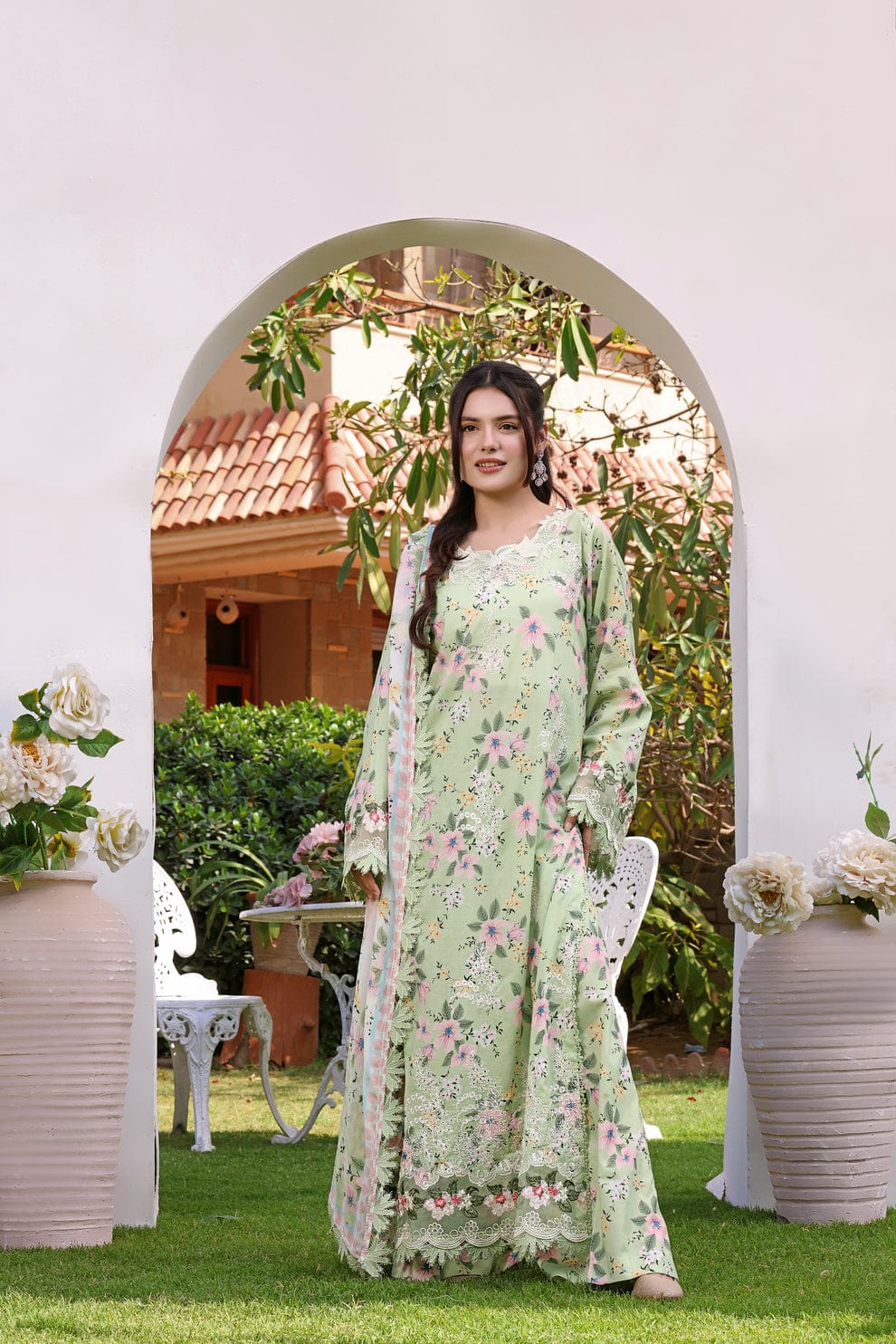 Aneela's MF-AN Premium Digital Printed Lawn Unstitched 3 Piece Suit With Emb Chiffon Dupatta 2026