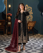 A.J  MF-031 Premium Chiffon Emb 3 Piece Unstitched Suit With Chiffon Dupatta 2026