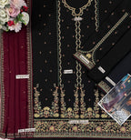 A.J  MF-031 Premium Chiffon Emb 3 Piece Unstitched Suit With Chiffon Dupatta 2026