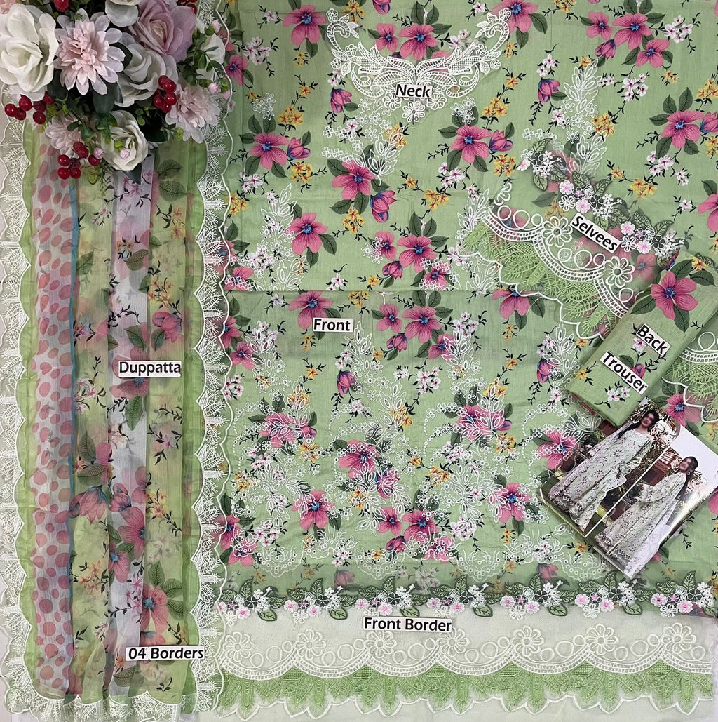 AN MF-26009 Premium Digital Printed Lawn With Emb Chiffon Dupatta Unstitched 3 Piece 2026