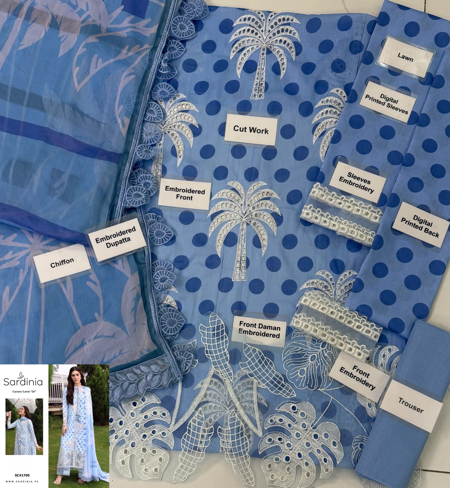 SD MF-26009 Palm Breeze Digital Lawn With Emb Chiffon Dupatta Unstitched 3 Piece 2026
