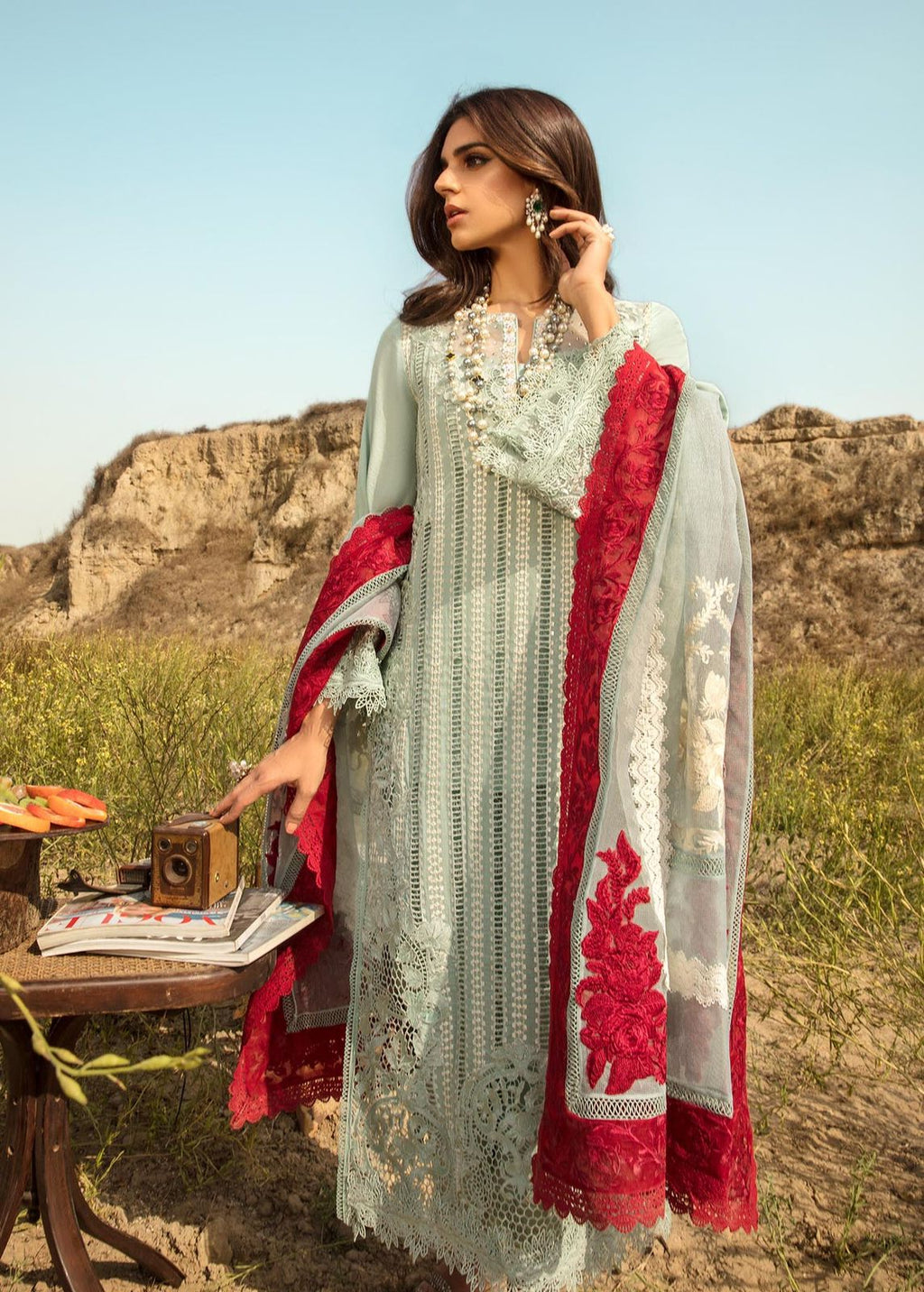 CXS MF-26011 OPEL Premium Cotton Chikankari With Emb Khaddi Net Dupatta Unstitched 3 Piece 2026