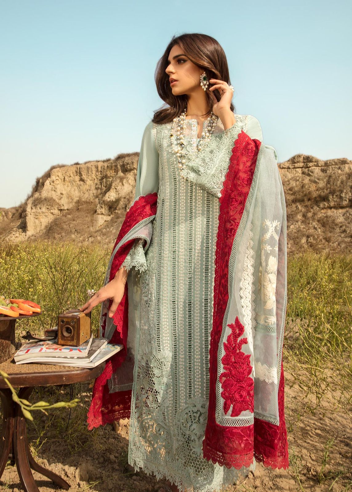 CXS MF-26011 OPEL Premium Cotton Chikankari With Emb Khaddi Net Dupatta Unstitched 3 Piece 2026