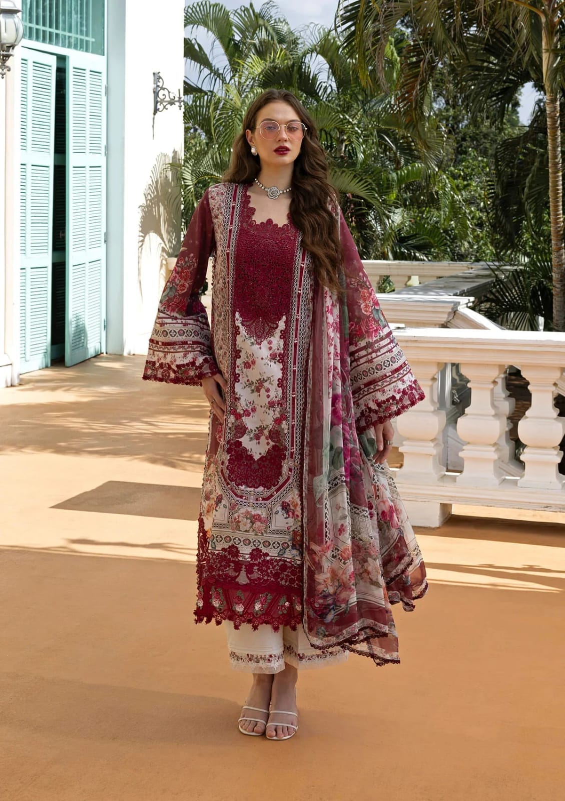 Elaaf MF-EL-2A Premium Digital Printed Lawn Unstitched 3 Piece Suit With Emb Chiffon Dupatta 2026