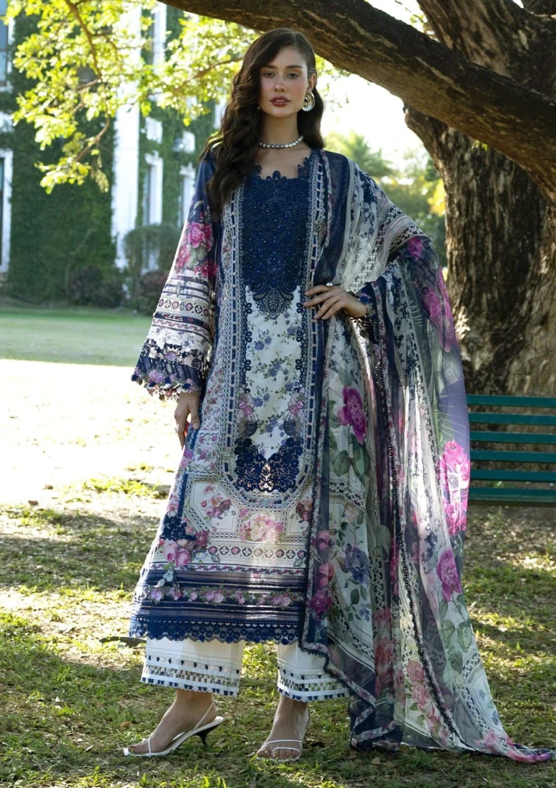 Elaaf MF-EL-2A Premium Digital Printed Lawn Unstitched 3 Piece Suit With Emb Chiffon Dupatta 2026