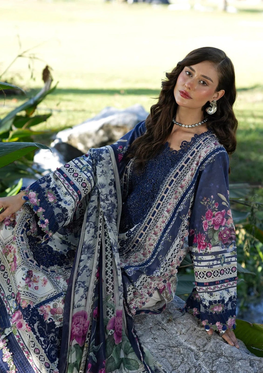 Elaaf MF-2A Premium Digital Printed Lawn With Emb Chiffon Dupatta Unstitched 3 Piece 2026