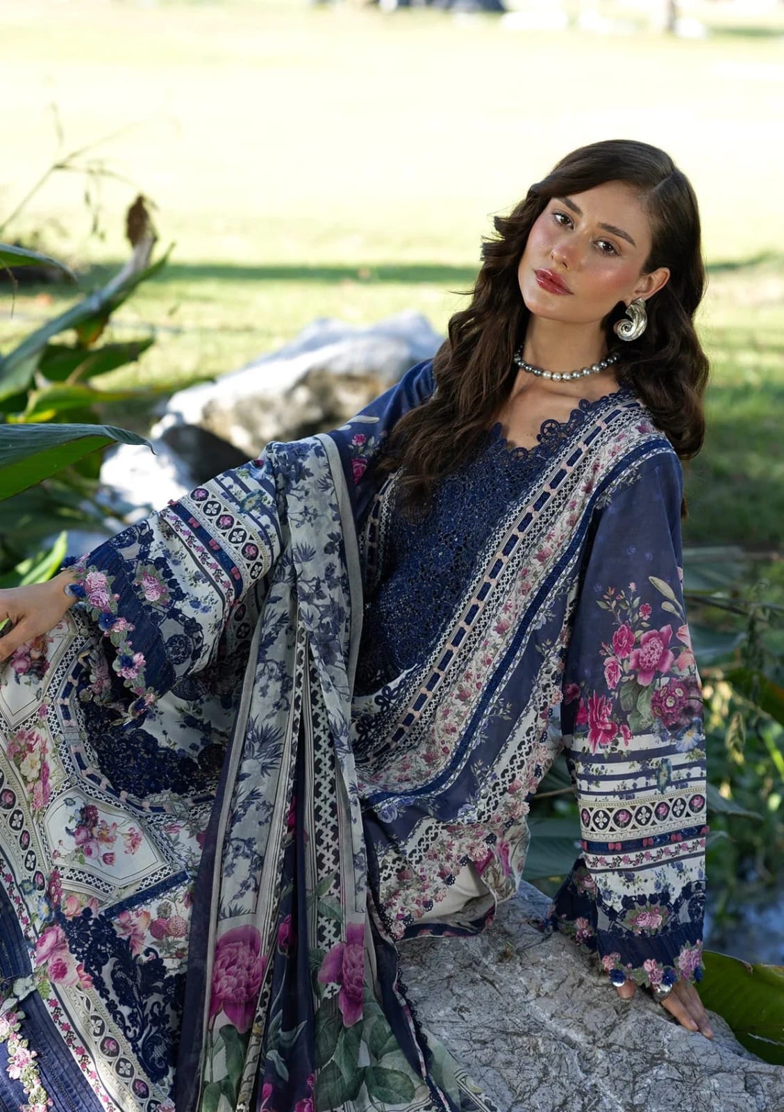 Elaaf MF-2A Premium Digital Printed Lawn With Emb Chiffon Dupatta Unstitched 3 Piece 2026