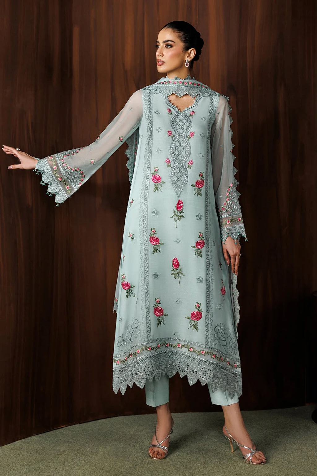 Baroque MF-BL Premium Chiffon Unstitched 3 Piece Suit With Emb Chiffon Dupatta 202