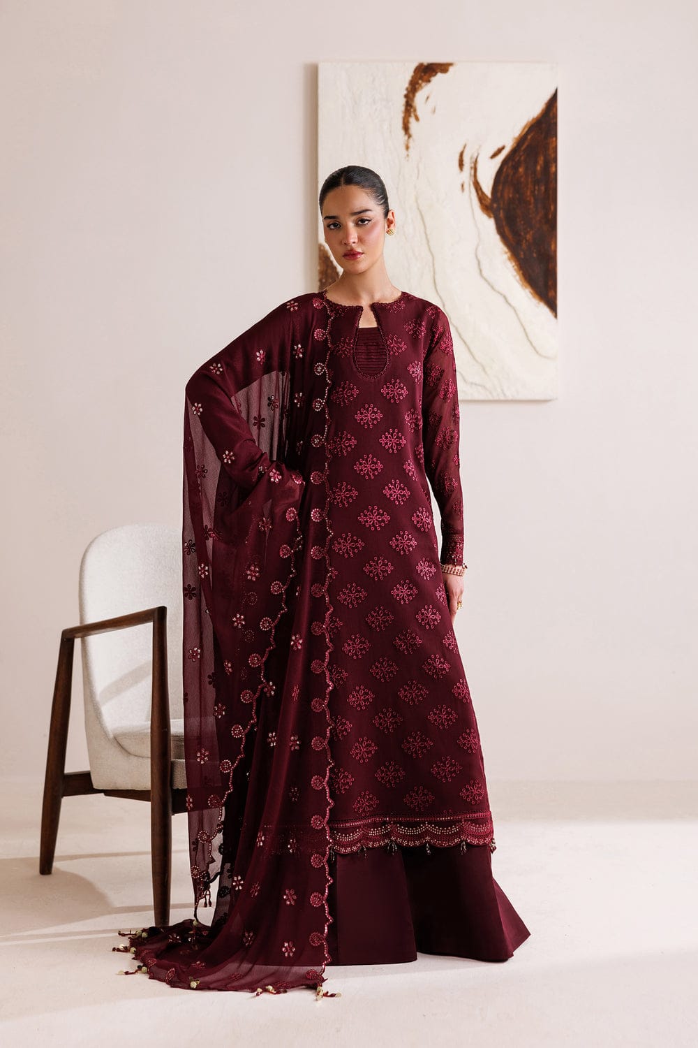 Crimson MF-CR Premium Chiffon Unstitched 3 Piece Suit With Emb Chiffon Dupatta 2026