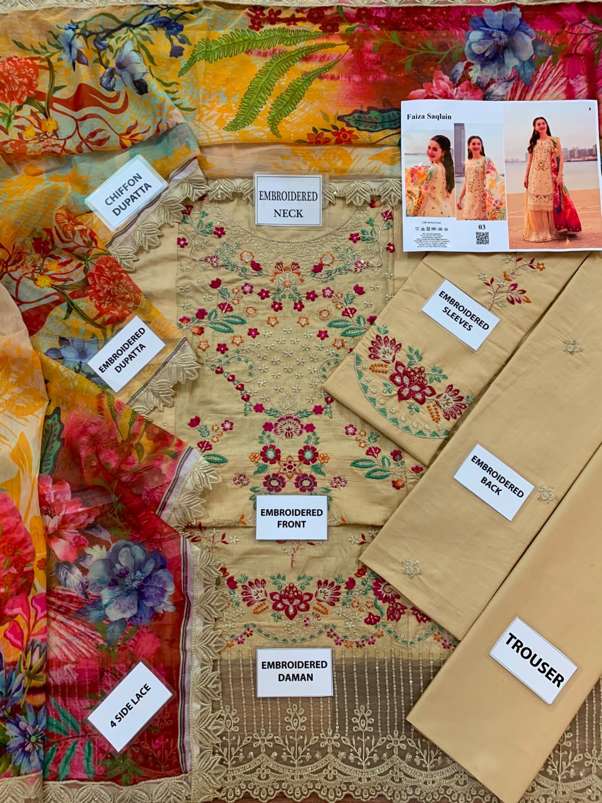 Faiza Saqlain MF-26042 Luxury Cotton With Digital Chiffon Dupatta Unstitched 3 Piece 2026