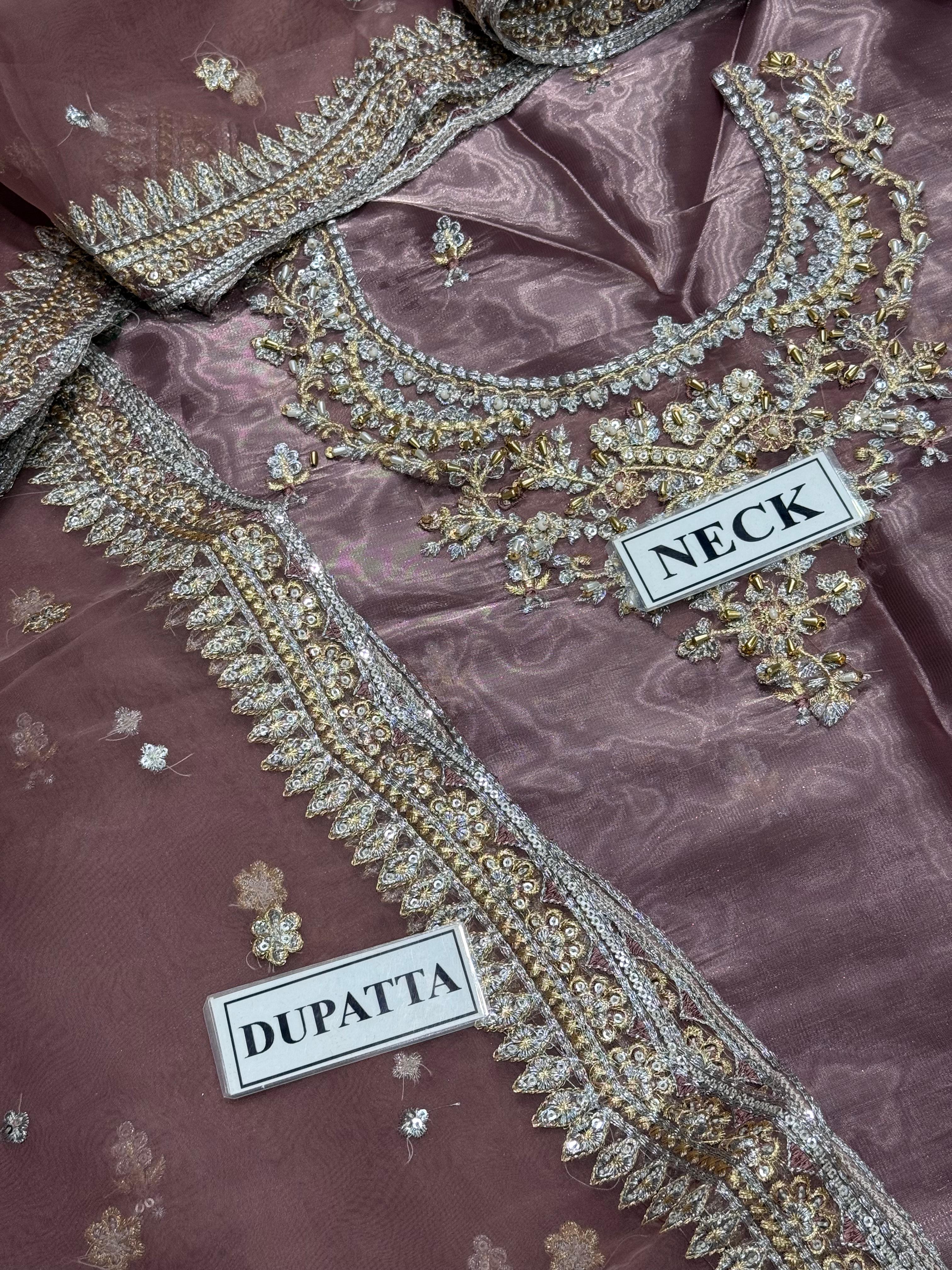 Faiza Saqlain MF-26051 Premium Sheesha Silk With Emb Organza Dupatta Unstitched 3 Piece 2026