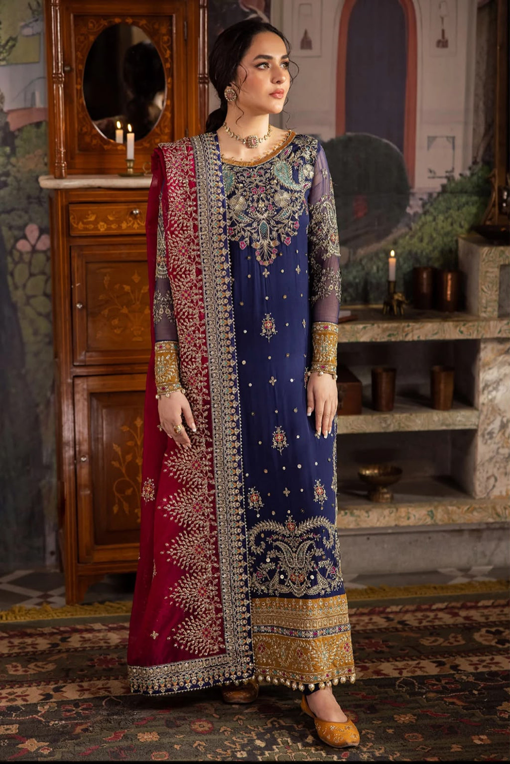Nureh MF-NR Premium Chiffon Unstitched 3 Piece Suit With Emb Organza Dupatta 2026