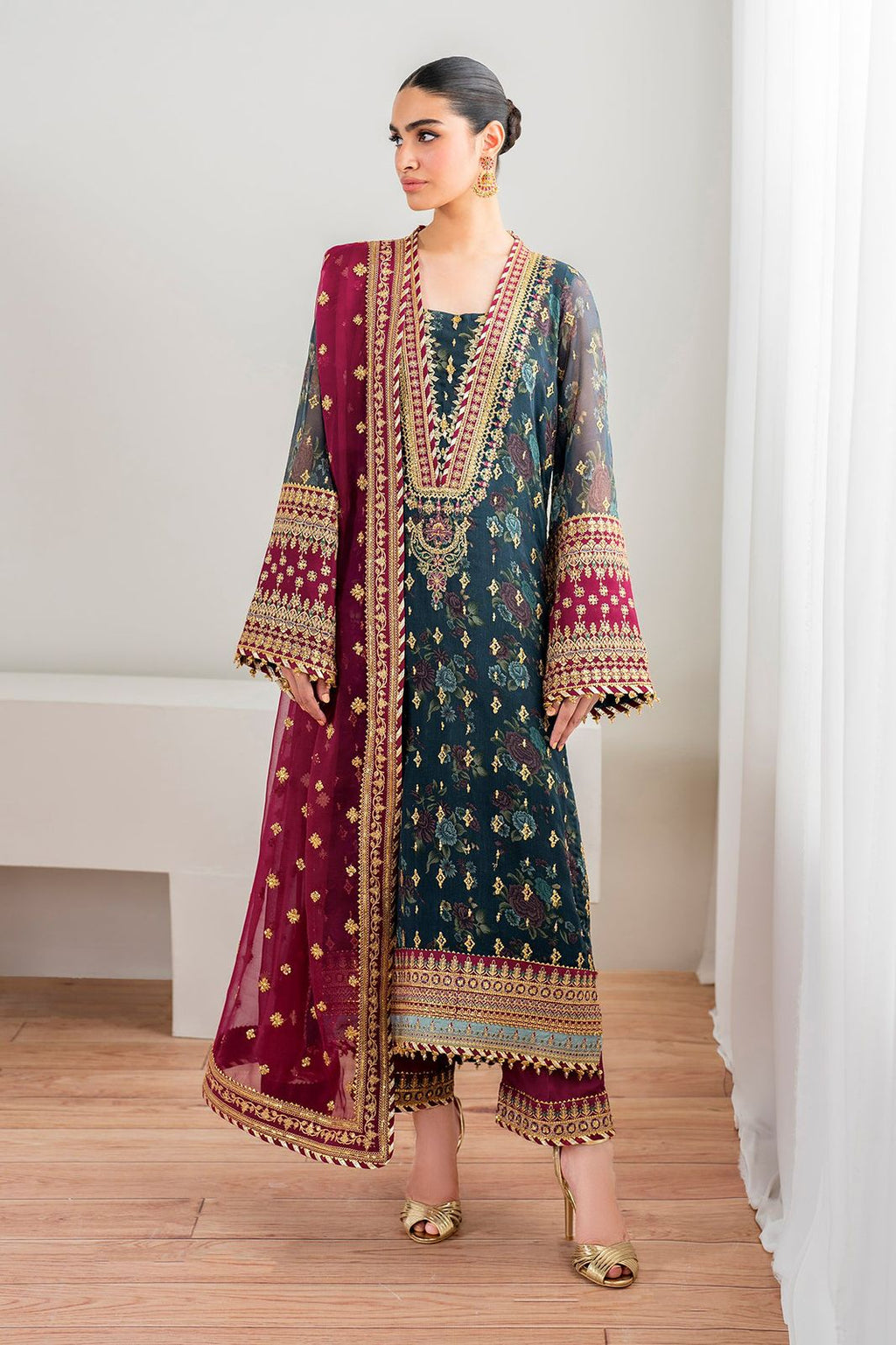 Baroque MF-BL Premium Chiffon Unstitched 3 Piece Suit With Digital Chiffon Dupatta 2026