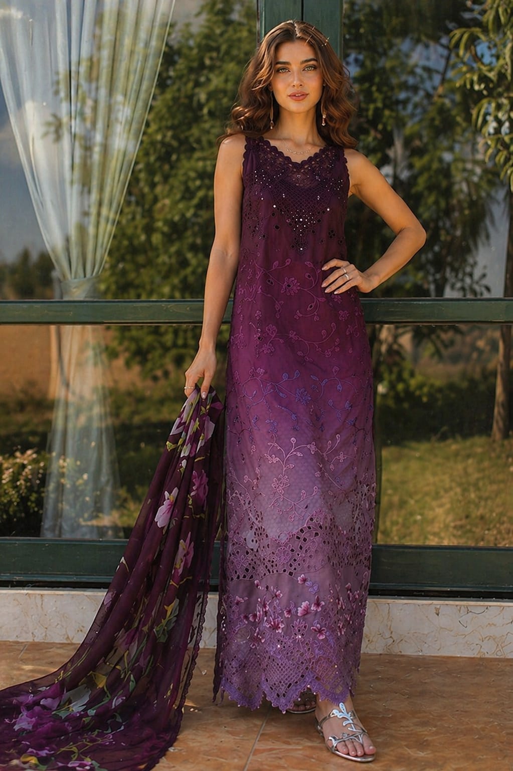 Noor By Saadia MF-26053 Premium Printed Lawn With Emb Chiffon Dupatta Unstitched 3 Piece 2026
