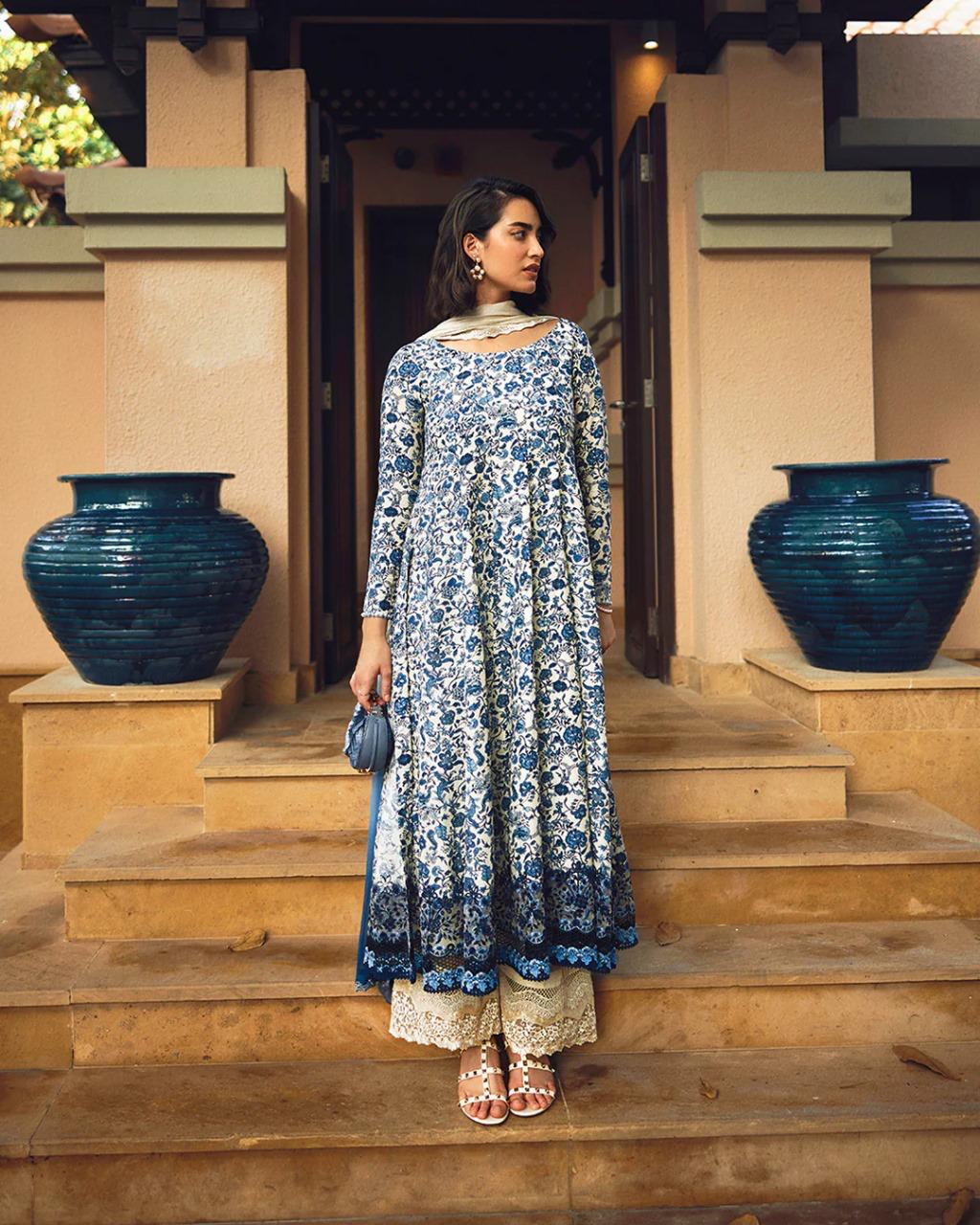 Premium Printed Lawn Unstitched 3 Piece Suit With Digital Chiffon Dupatta And Emb Organza Daman 2026