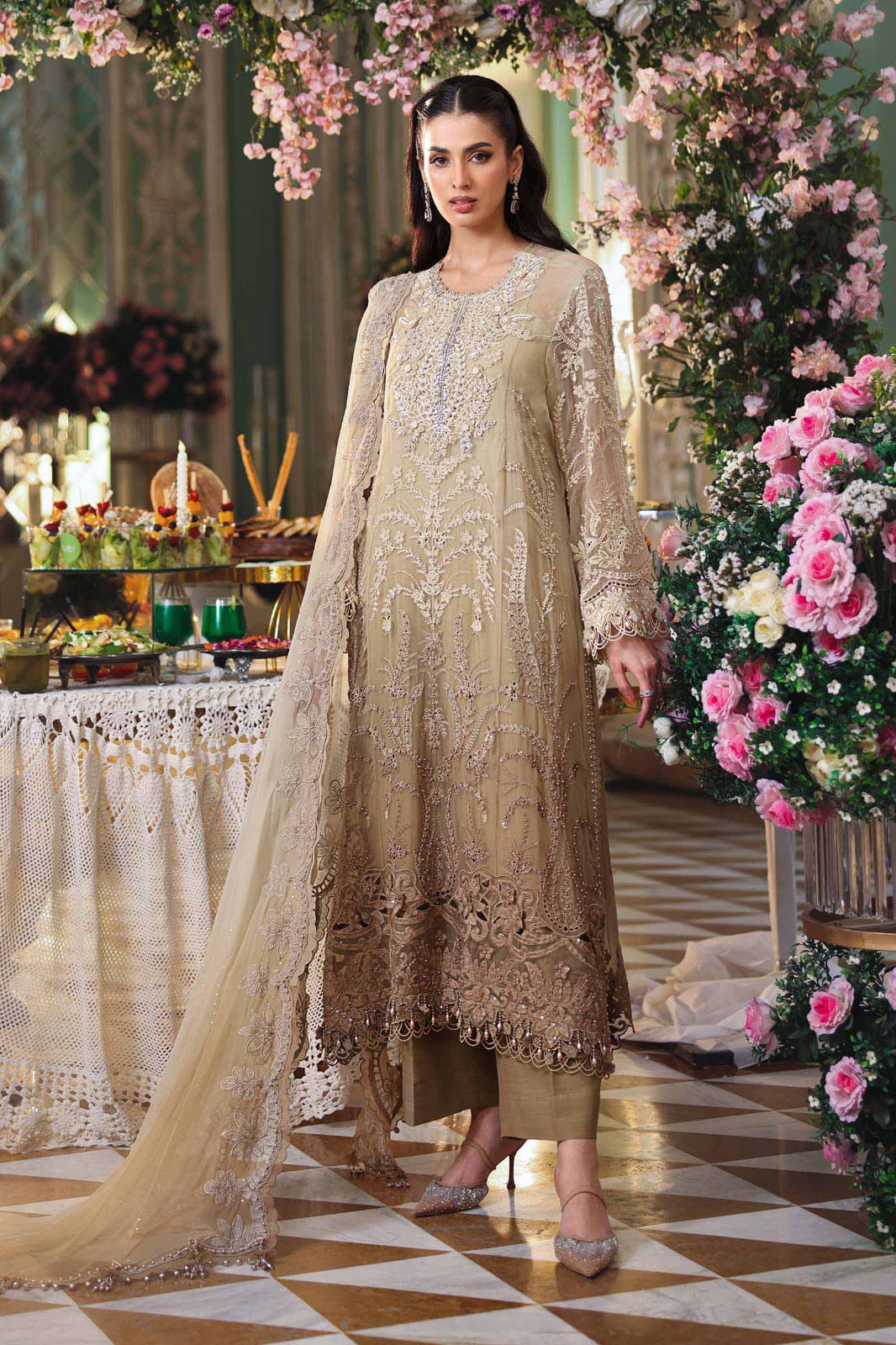 Maria B MF-MB-103 Premium Tie & Dye Chiffon Unstitched 3 Piece Suit With Emb Chiffon Dupatta 2026