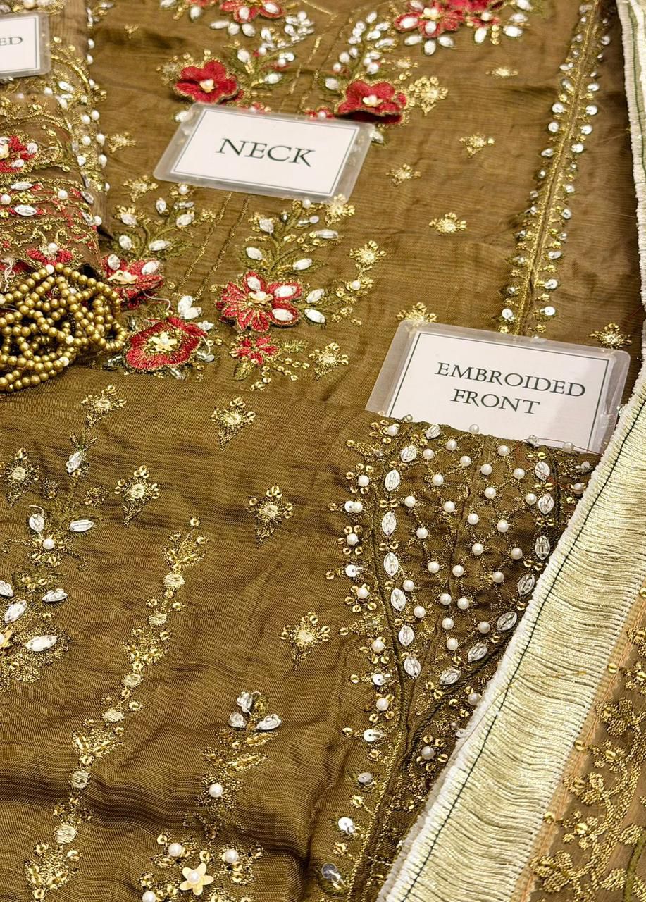 Maria B MF-MB-WF-09 Premium Raw Silk With Emb Organza Dupatta Unstitched 3 Piece 2025