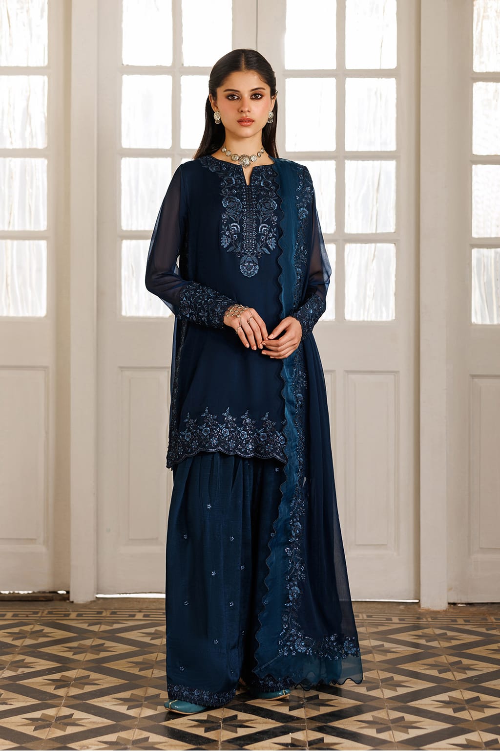 IZNIK MF-IZ Premium Chiffon Unstitched 3 Piece Suit With Emb Chiffon Dupatta 2026