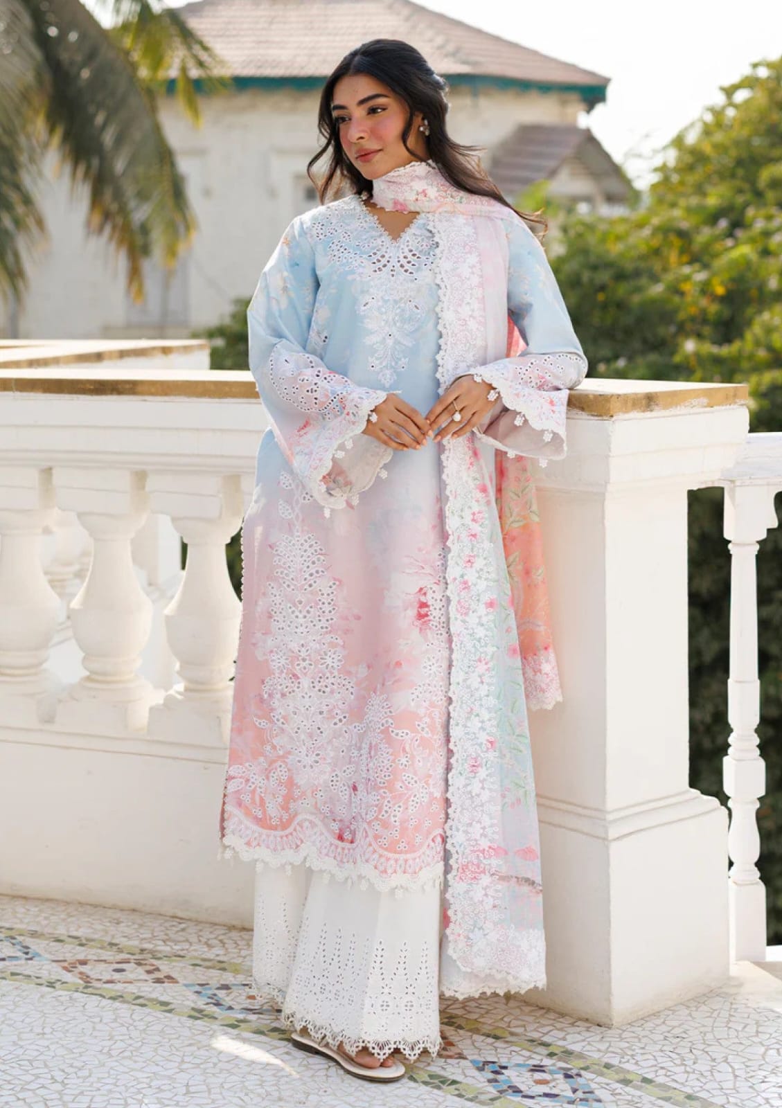 Afrozeh MF-AF Premium Digital Printed Lawn Unstitched 3 Piece Suit With Emb Crinkle Chiffon Dupatta 2026
