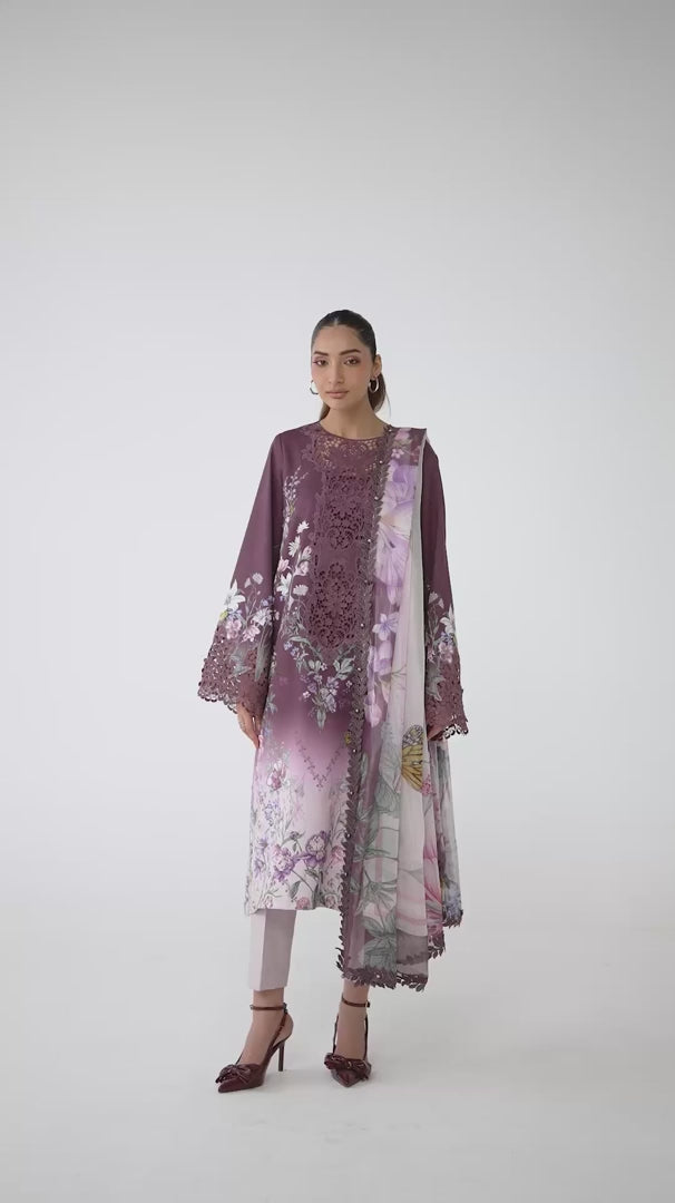 Maria B MF-1091 Premium Printed Lawn With Emb Chiffon Dupatta Unstitched 3 Piece 2026