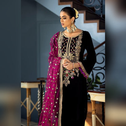 Khuda buksh Velvet handwork dress unstiched
