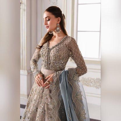 Maria b Gray Wedding Collection Maxi Soft Net Fabric Unstiched