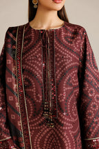 Elegant maroon kurta with geometric patterns and sequin embroidery for festive occasions