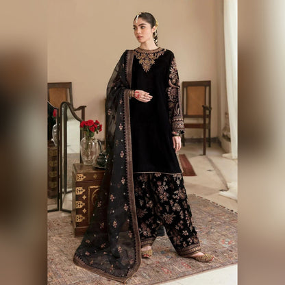 Baroque Black Velvet Formal Collection 3pc