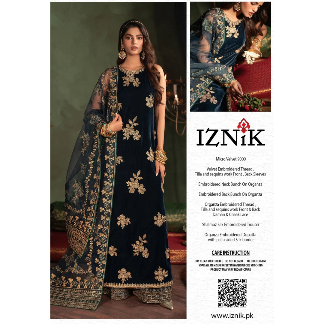 Iznik Zinc Velvet 9000 Micro Formal Collection 3piece Unstitched