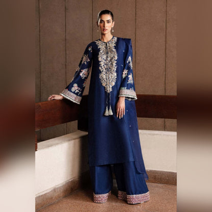 Hussain Rehar Raw Silk Luxury Collection 3 Pieces Unstitched