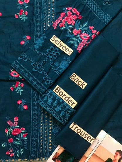 Azure Zinc Green Lawn Embroidery 3 Piece Unstitched