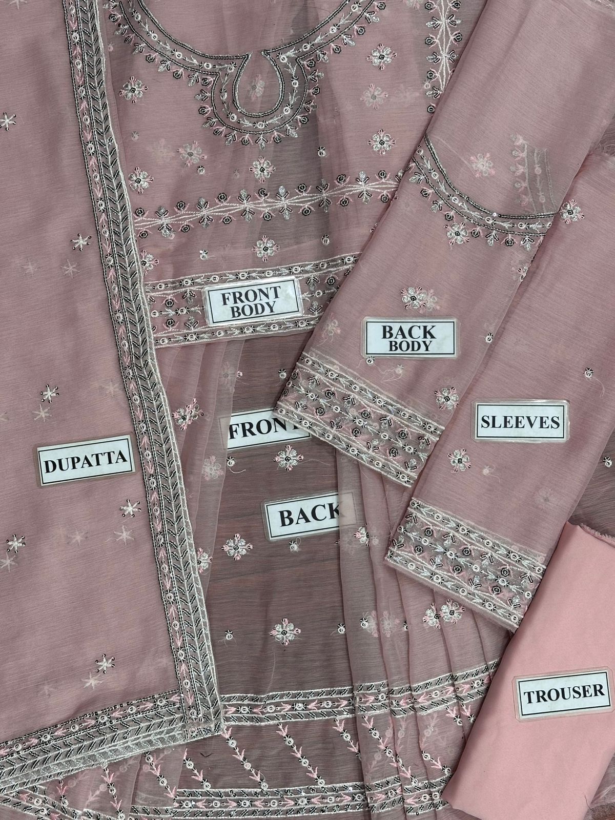 A.J Chiffon Embroidery Frok Pink Formal Collection Unstitched