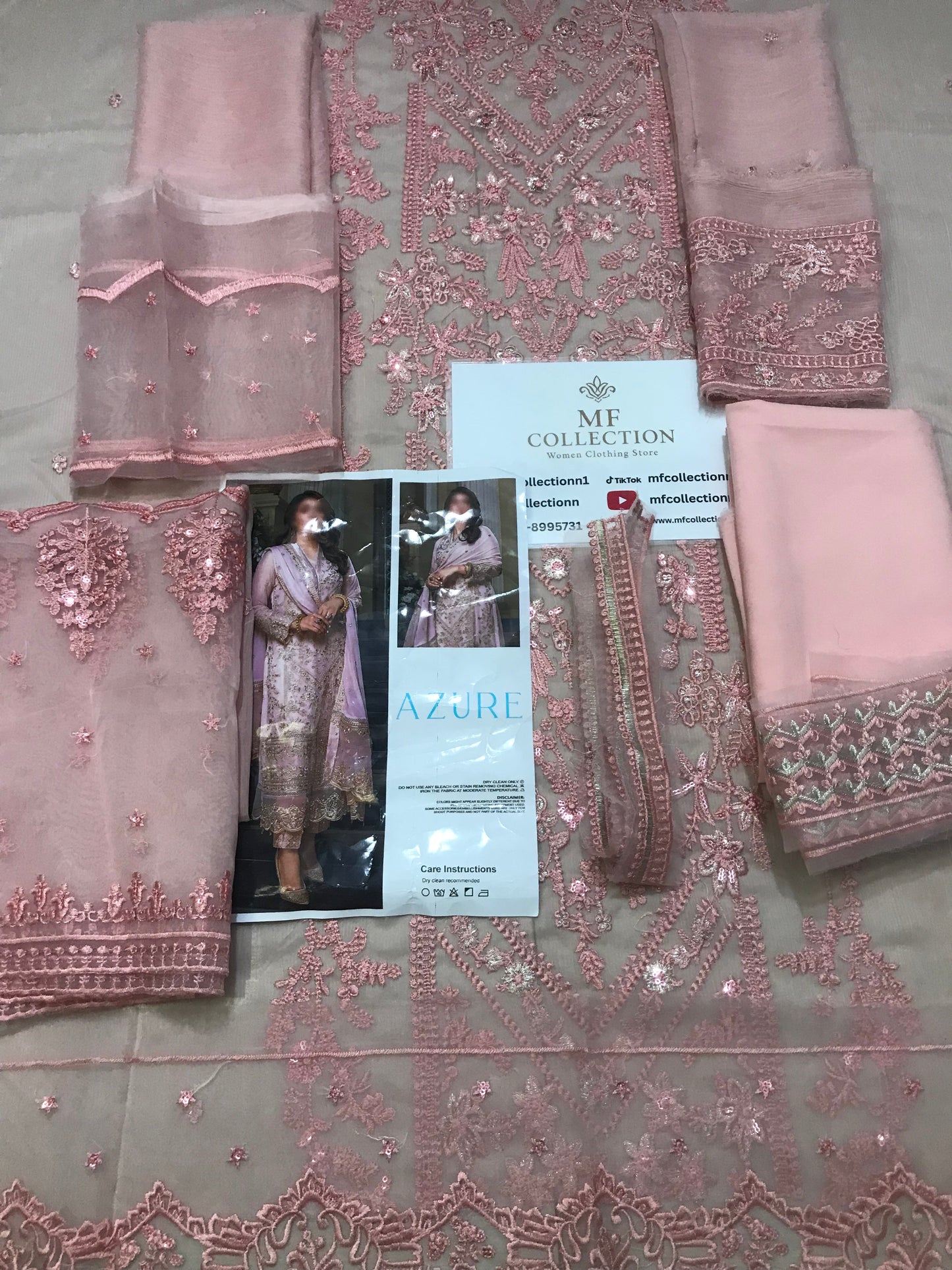 Azure Pink Chiffon Embroidery Formal Collection 3piece Unstitched