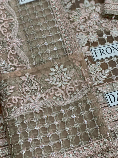 Baroque New Arrival organza Dress Formal Collection 3piece Unstitched