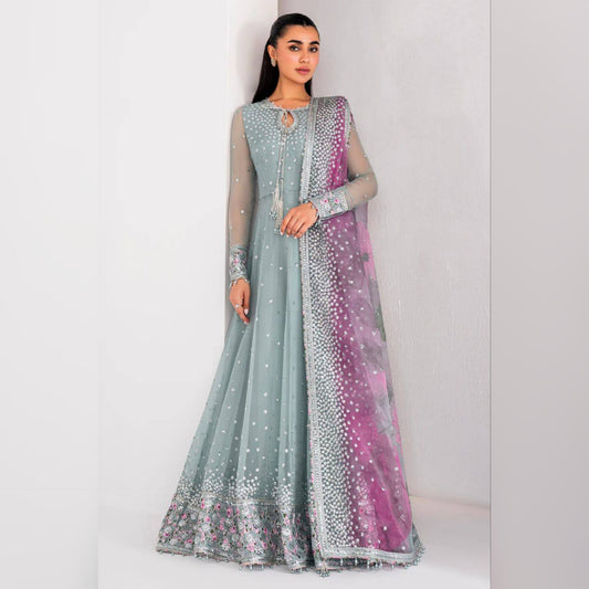 Jazmin Green Chiffon Maxi Wedding Collection Unstitched