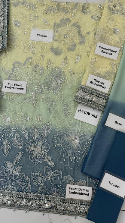 Jazmin Chiffon Embroidery Luxury Dress 4piece Unstitched